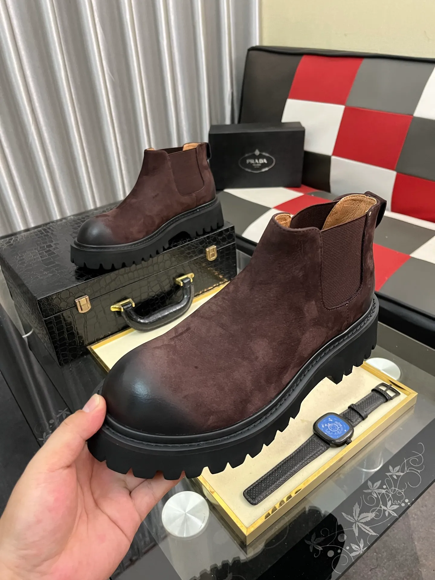 Men's shoes 💰560⌚️⌚️【PRADA】Prada - High-end quality original order·Formal leather shoes - Upper: imported 🔝 tumbled calf leather, hand-stitched mark thread, brand metal fastener cross-arm decoration - Lining: water-dyed cowhide - Outsole: ultra-light TR·rubber; molded outsole -Super high quality control·Fine workmanship: highlighted (high-end·luxury·grade) -Size :38-44